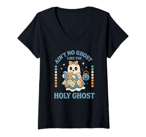 Damen Kein Geist ist wie der Heilige Geist - Christliches Halloween T-Shirt mit V-Ausschnitt von Christian Halloween Merch