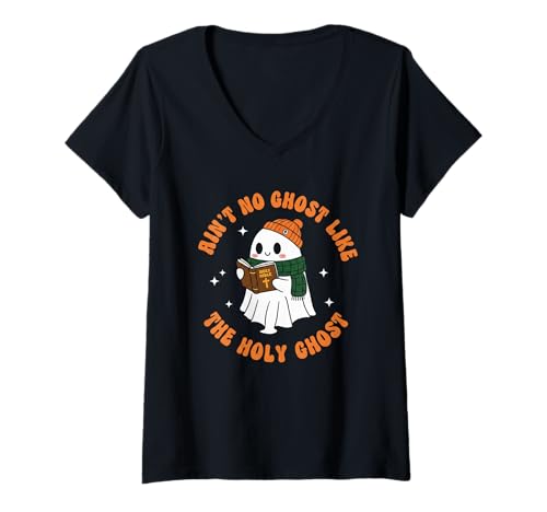 Damen Kein Geist ist wie der Heilige Geist - Christliches Halloween T-Shirt mit V-Ausschnitt von Christian Halloween Merch