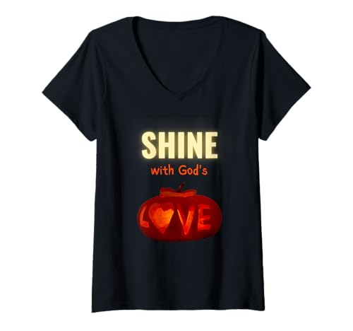Damen Shine God's Love Tees This Alternative Faith Halloween T-Shirt mit V-Ausschnitt von Christian Halloween of Love Store