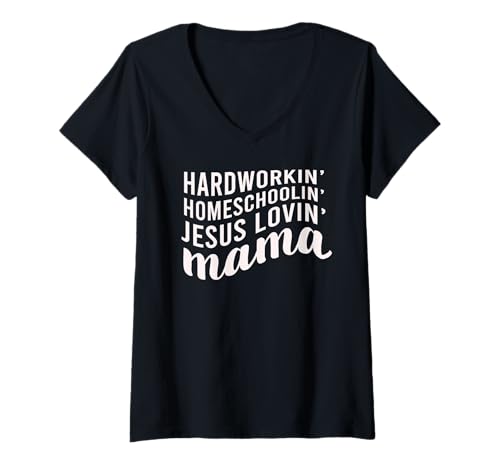 Damen Christian Homeschooling Mama Faith Inspired Homeschooling Mom T-Shirt mit V-Ausschnitt Damen Christian Homeschooling Mama Faith Inspired Homeschooling Mom T-Shirt mit V-Ausschnitt von Christian Homeschool Mother Gift