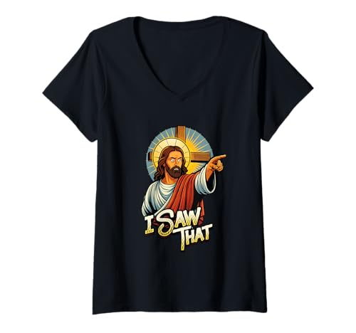 Damen I Saw That Funny Jesus Humor sarkastic Jesus Zitat T-Shirt mit V-Ausschnitt Damen I Saw That Funny Jesus Humor sarkastic Jesus Zitat T-Shirt mit V-Ausschnitt von Christian Humor Designs for Faithful Believers