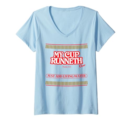 Damen Mein Kelchlauf über die christliche Schrift Psalm Jesus T-Shirt mit V-Ausschnitt Damen Mein Kelchlauf über die christliche Schrift Psalm Jesus T-Shirt mit V-Ausschnitt von Christian Inspirational Encouragement Scripture
