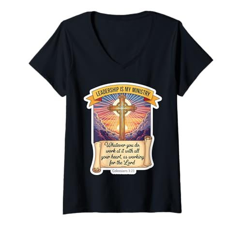 Damen Christian Leader Leadership ist der CEO, Manager und Leiter meines Ministeriums T-Shirt mit V-Ausschnitt Damen Christian Leader Leadership ist der CEO, Manager und Leiter meines Ministeriums T-Shirt mit V-Ausschnitt von Christian Leader Products