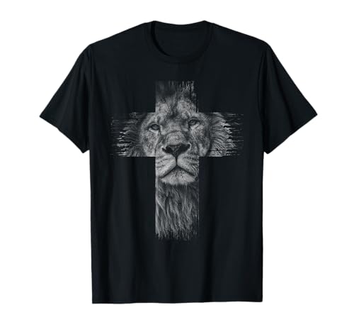 Christliches Jesus Löwe des Stammes Judah Kreuz Geschenk für Männer Frauen T-Shirt von Christian Lion Cross Tribe of Judah Gift Clothes