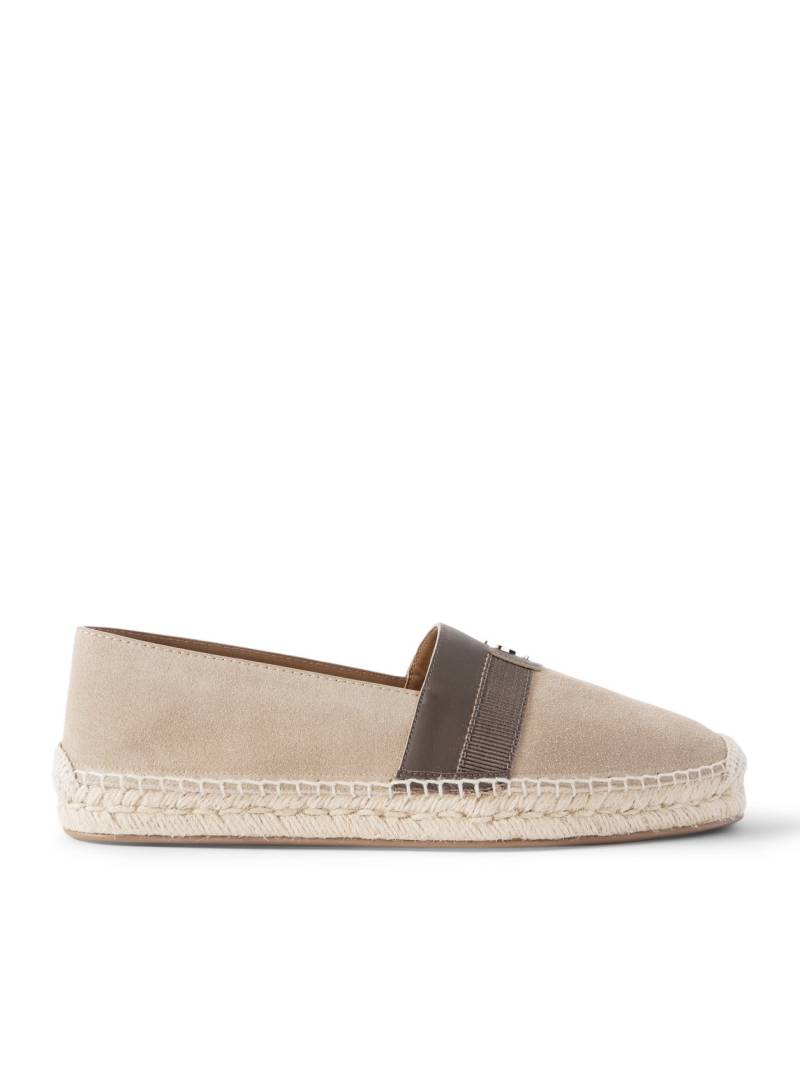 Christian Louboutin - Alfarica Logo-Embellished Leather and Grosgrain-Trimmed Suede Espadrilles - Men - Neutrals - EU 40 von Christian Louboutin