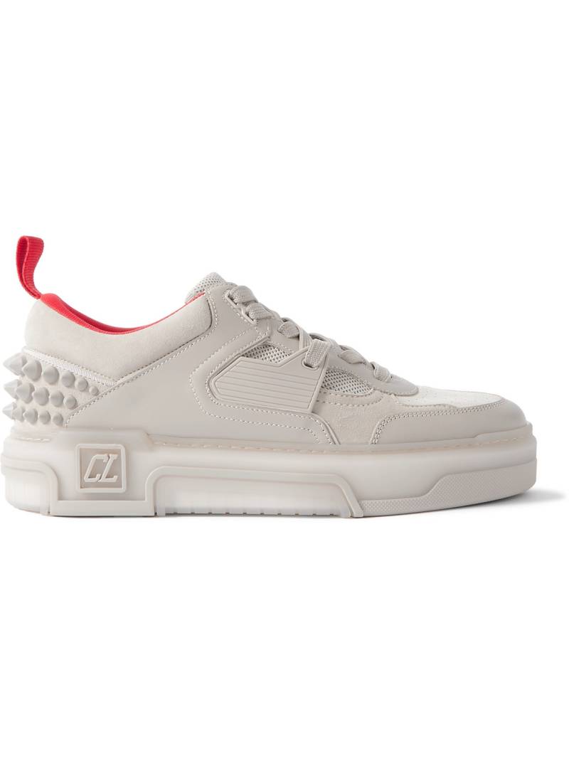 Christian Louboutin - Astroloubi Spiked Leather, Suede and Mesh Sneakers - Men - Neutrals - EU 44.5 von Christian Louboutin