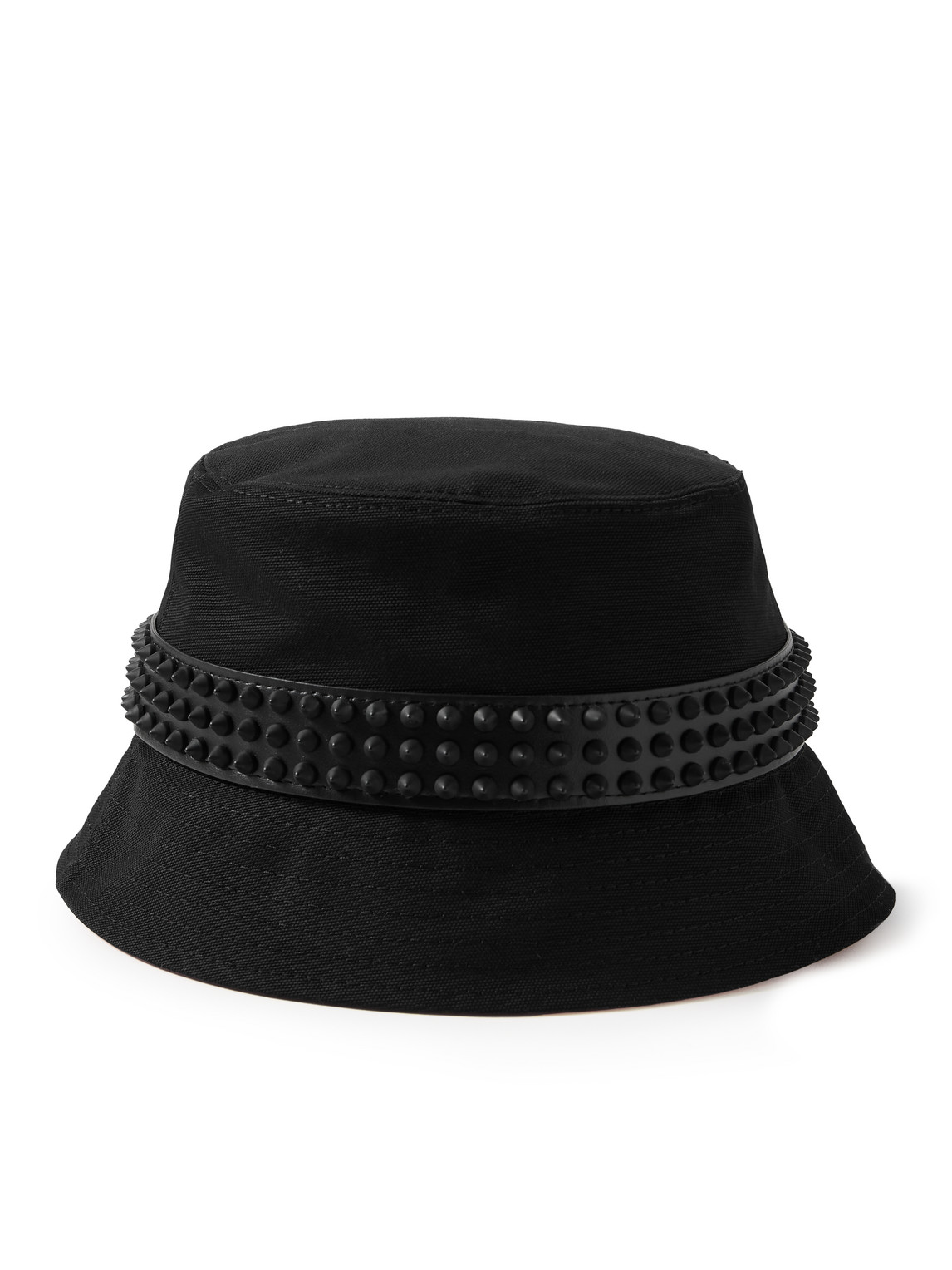 Christian Louboutin - Bobino Spikes Leather-Trimmed Cotton-Canvas Bucket Hat - Men - Black - M von Christian Louboutin