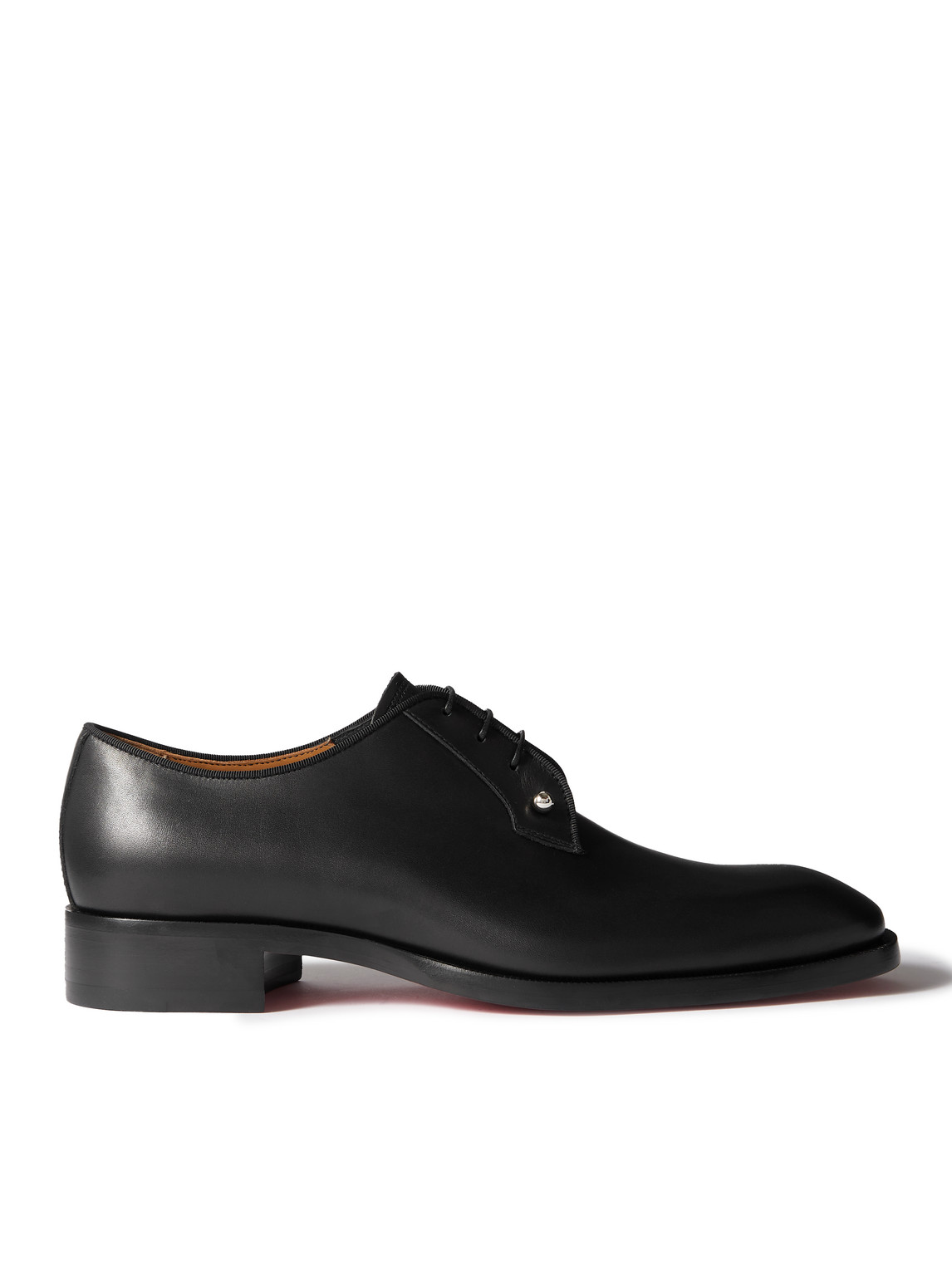 Christian Louboutin - Chambeliss Grosgrain-Trimmed Embellished Leather Derby Shoes - Men - Black - EU 41 von Christian Louboutin