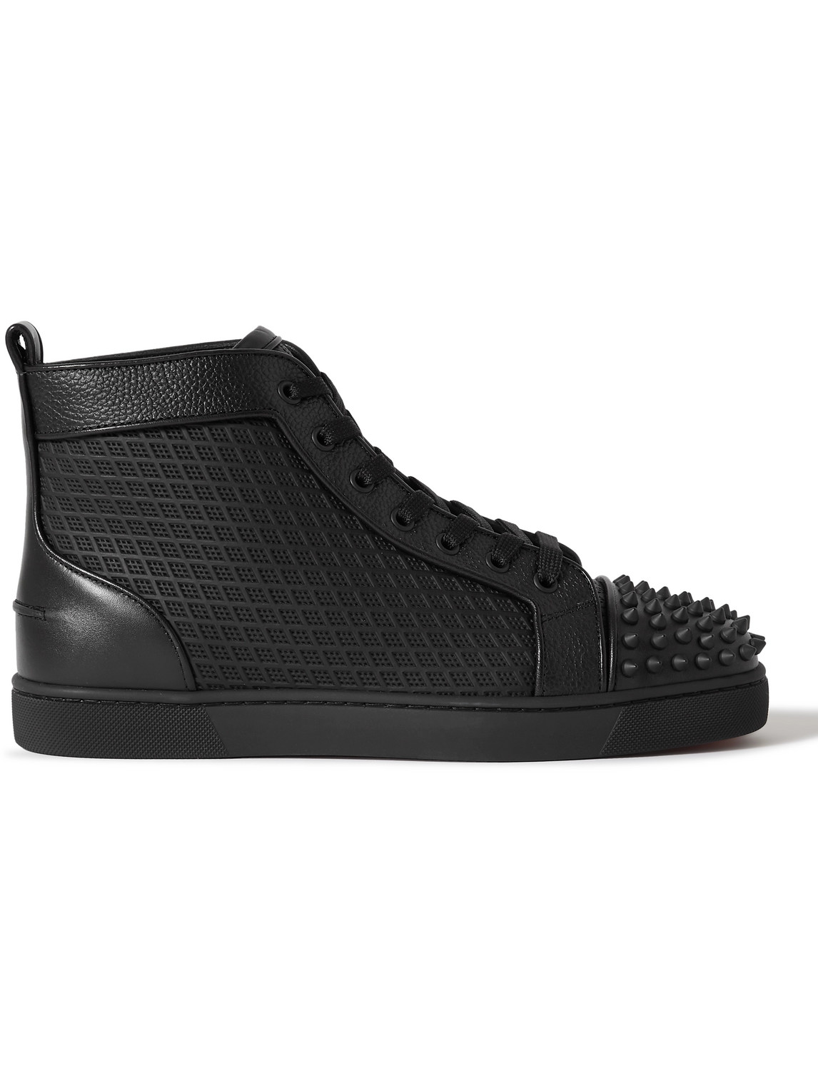 Christian Louboutin - Lou Spikes Orlato Studded Leather and Mesh High-Top Sneakers - Men - Black - EU 46 von Christian Louboutin