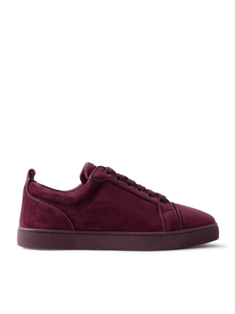 Christian Louboutin - Louis Junior Grosgrain-Trimmed Suede Sneakers - Men - Burgundy - EU 42.5 von Christian Louboutin