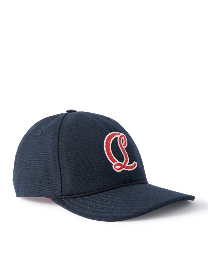 Christian Louboutin - Mooncrest Ivy Logo-Embroidered Leather-Trimmed Cotton-Canvas Cap - Men - Blue - L von Christian Louboutin