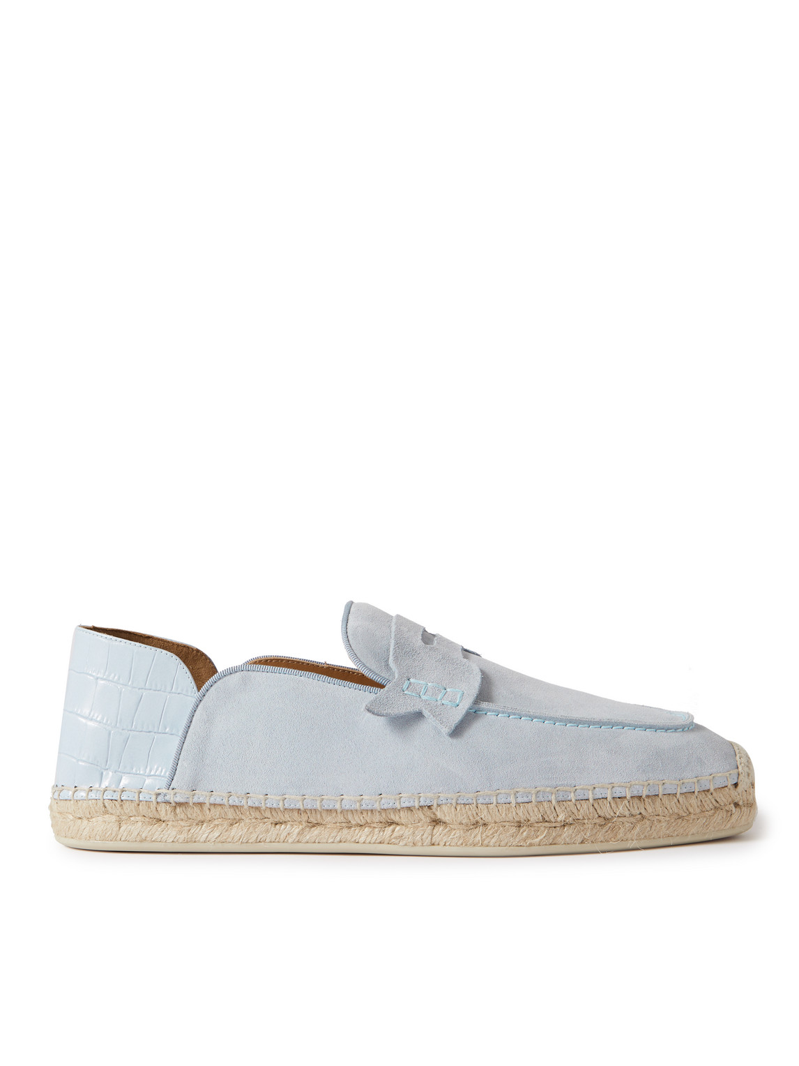 Christian Louboutin - Paquepapa Collapsible-Heel Croc-Effect Leather-Trimmed Suede Espadrilles - Men - Blue - EU 41 Christian Louboutin - Paquepapa Collapsible-Heel Croc-Effect Leather-Trimmed Suede Espadrilles - Men - Blue - EU 41 von Christian Louboutin