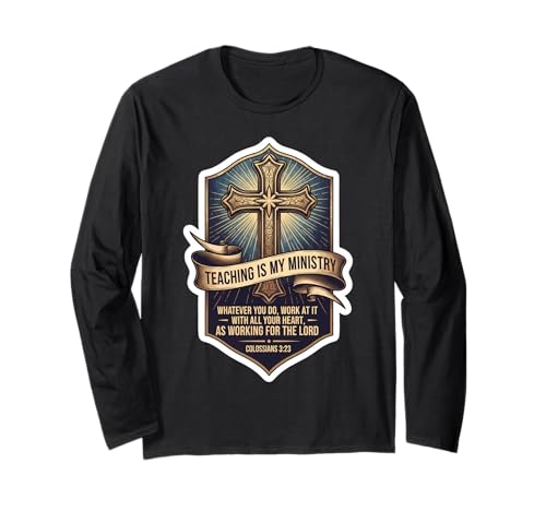 Christian Man Teacher Teaching is My Ministry Bibelzitat Langarmshirt Christian Man Teacher Teaching is My Ministry Bibelzitat Langarmshirt von Christian Man Teaching Is My Ministry Products