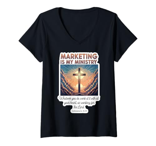Damen Christian Marketer Marketing ist Mein Ministeriumsleiter Jesus T-Shirt mit V-Ausschnitt Damen Christian Marketer Marketing ist Mein Ministeriumsleiter Jesus T-Shirt mit V-Ausschnitt von Christian Marketer Marketing Manager Products