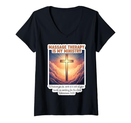 Damen Christian Masseur Masseuse Massagetherapie ist Mein Dienst T-Shirt mit V-Ausschnitt Damen Christian Masseur Masseuse Massagetherapie ist Mein Dienst T-Shirt mit V-Ausschnitt von Christian Masseur Masseuse Massage Therapy Merch