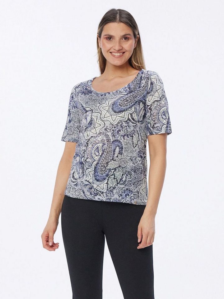 Christian Materne Kurzarmshirt Druckbluse koerpernah mit abstraktem Muster von Christian Materne