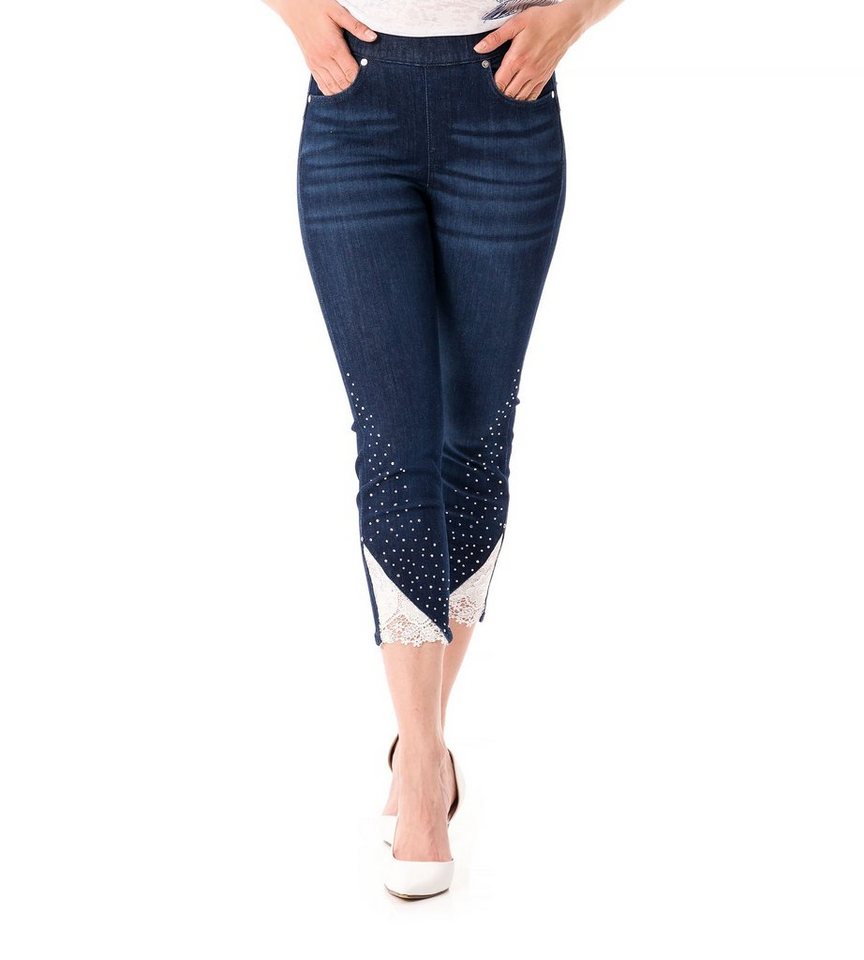 Christian Materne Jeggings Sweatjeans figurbetont mit Spitze & Glitzer von Christian Materne