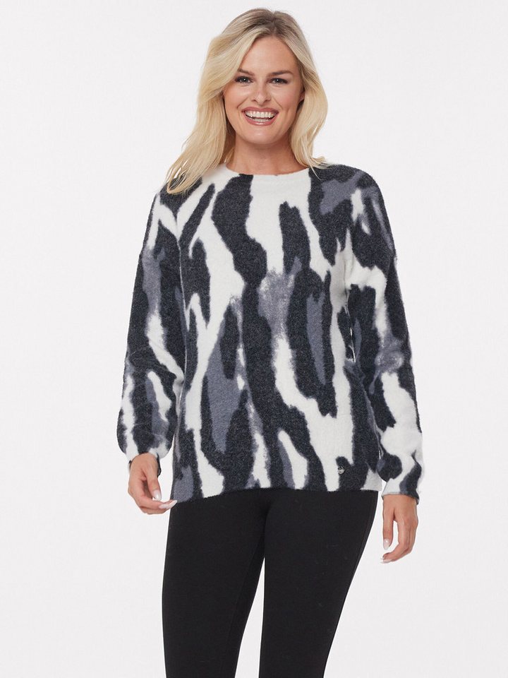 Christian Materne Rundhalspullover Sweater Figurumspielend mit edlem Leo-Print von Christian Materne