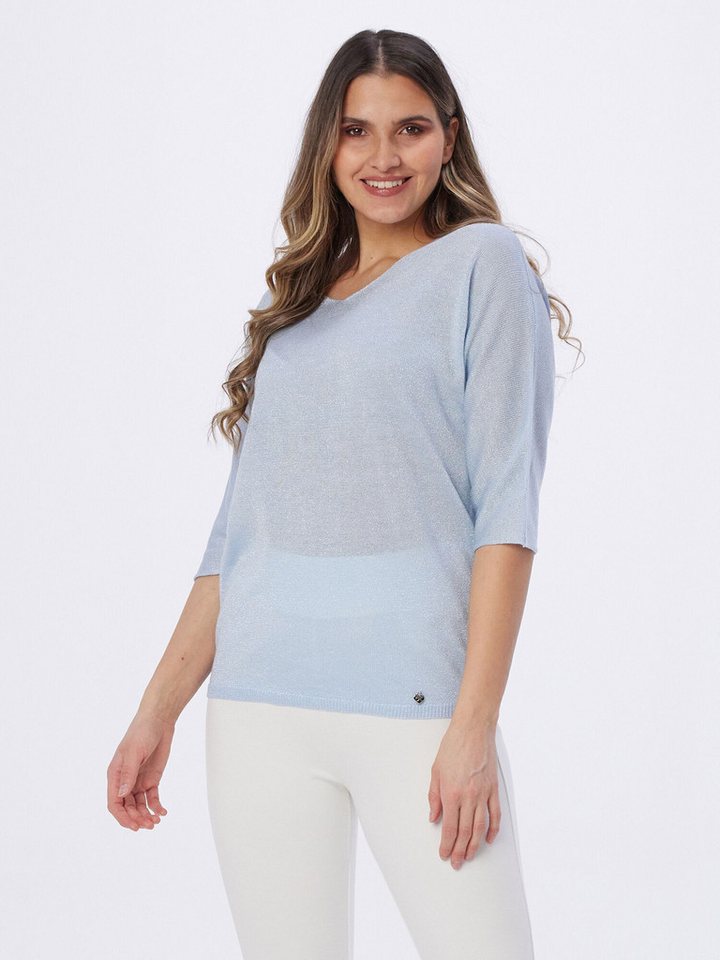 Christian Materne Strickpullover 3/4-Arm-Shirt Figurumspielend mit Lurexgarnveredelung von Christian Materne