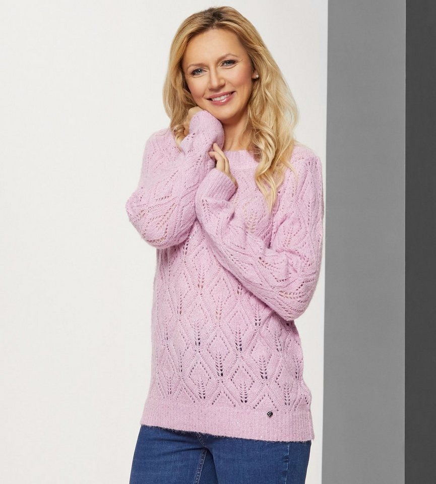 Christian Materne Strickpullover Langarmpullover figurumspielend mit Ajour-Strickmuster von Christian Materne