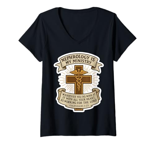 Damen Christian Nephrologe Nephrology is My Ministry Kidney MD T-Shirt mit V-Ausschnitt Damen Christian Nephrologe Nephrology is My Ministry Kidney MD T-Shirt mit V-Ausschnitt von Christian Nephrologist Kidney Doctor Products