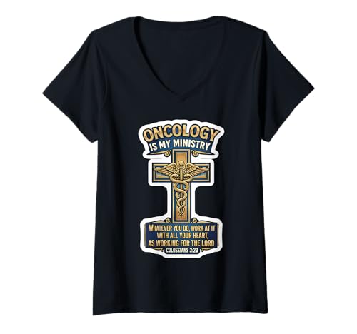 Damen Christlicher Onkologe Doktor Onkologie ist Mein Dienst Jesus OD T-Shirt mit V-Ausschnitt von Christian Oncologist Doctor Products