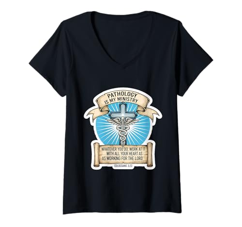 Damen Christlicher Pathologe Pathologie ist Mein Dienst Doktor Jesus T-Shirt mit V-Ausschnitt Damen Christlicher Pathologe Pathologie ist Mein Dienst Doktor Jesus T-Shirt mit V-Ausschnitt von Christian Pathologist Doctor Products