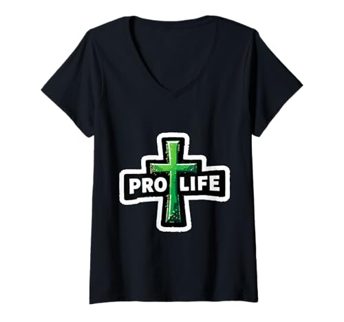Damen Christian Pro Life Cross Activist Believer Jesus Christus Gott T-Shirt mit V-Ausschnitt von Christian Pro Life Cross Activist Products