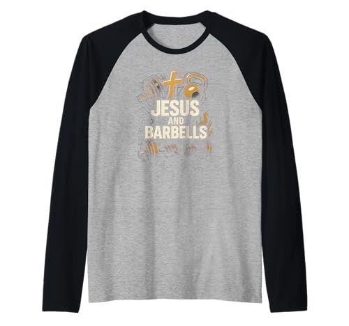 Christian Fitness Jesus und Barbells Cool Herren Faith Bekleidung Raglan Christian Fitness Jesus und Barbells Cool Herren Faith Bekleidung Raglan von Christian Religious Bible Verse Spiritual Clothing