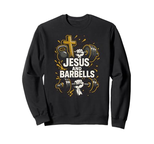 Christian Fitness Jesus und Barbells Cool Herren Faith Bekleidung Sweatshirt von Christian Religious Bible Verse Spiritual Clothing
