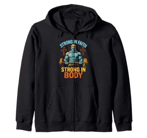 Faith Strong in Faith Strong in Body Cool Herren Christian Kapuzenjacke von Christian Religious Bible Verse Spiritual Clothing