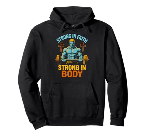 Faith Strong in Faith Strong in Body Cool Herren Christian Pullover Hoodie Faith Strong in Faith Strong in Body Cool Herren Christian Pullover Hoodie von Christian Religious Bible Verse Spiritual Clothing
