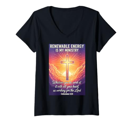 Damen Christliche erneuerbare Energien sind Mein Ministeriumsspezialist Jesus T-Shirt mit V-Ausschnitt Damen Christliche erneuerbare Energien sind Mein Ministeriumsspezialist Jesus T-Shirt mit V-Ausschnitt von Christian Renewable Energy Specialist Products