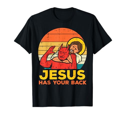 Jesus Has Your Back Jiu Jitsu Retro Christian Herren Damen Kinder T-Shirt von Christian Shirts Jesus Religious Catholic Gifts