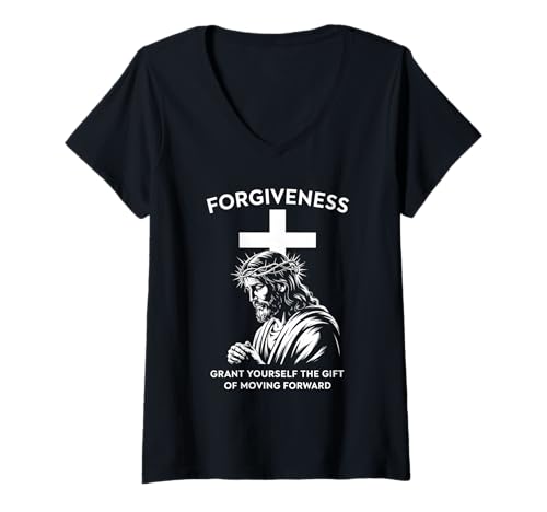 Damen Vergebung Kreuz & Christus Christian Streetwear T-Shirt mit V-Ausschnitt Damen Vergebung Kreuz & Christus Christian Streetwear T-Shirt mit V-Ausschnitt von Christian Streetwear Kingdom Apparel