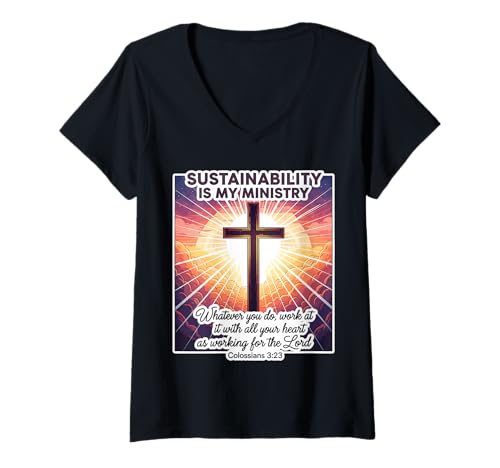 Damen Christian Sustainability ist Mein Berater und Analyst T-Shirt mit V-Ausschnitt Damen Christian Sustainability ist Mein Berater und Analyst T-Shirt mit V-Ausschnitt von Christian Sustainability Consultant Analyst Merch