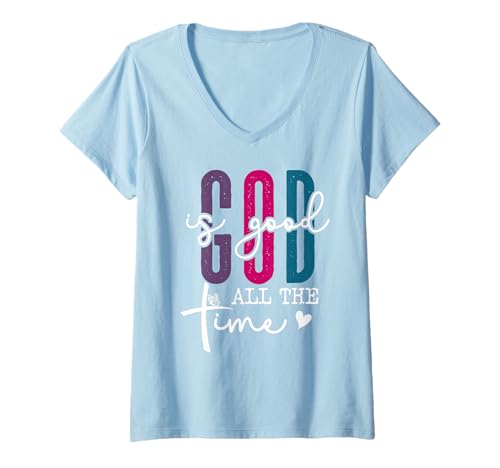 Damen God is Good All The Time Christian Bible Verses God Quotes T-Shirt mit V-Ausschnitt Damen God is Good All The Time Christian Bible Verses God Quotes T-Shirt mit V-Ausschnitt von Christian T Shirts God is Good All The Time Phone