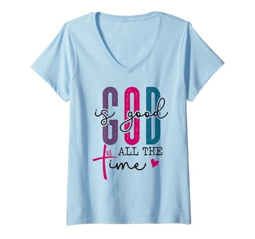 Damen The Lord Your God is Good All The Time Christian Bible Verse T-Shirt mit V-Ausschnitt Damen The Lord Your God is Good All The Time Christian Bible Verse T-Shirt mit V-Ausschnitt von Christian T Shirts God is Good All The Time Phone