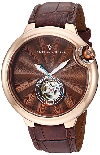 Christian Van Herren Cyclone Automatik Edelstahl Quarz Leder Kalbsleder Band Braun 19.1 Casual Uhr (Modell: CV0144) von Christian Van Sant