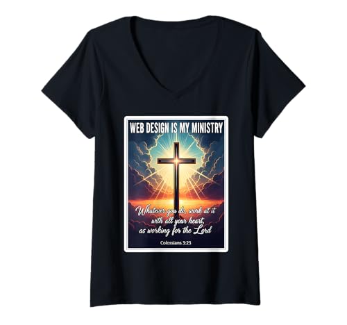 Damen Christliches Webdesign ist Mein Ministerium, Designer, Entwickler, Jesus T-Shirt mit V-Ausschnitt Damen Christliches Webdesign ist Mein Ministerium, Designer, Entwickler, Jesus T-Shirt mit V-Ausschnitt von Christian Web Designer Developer Products