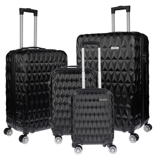 Christian Wippermann 3er Koffer-Set für Herren Damen mit Hartschalenkoffer Koffer Trolley Reisekoffer Kofferset Handgepäck M L XL (Schwarz-4er-Set) von Christian Wippermann