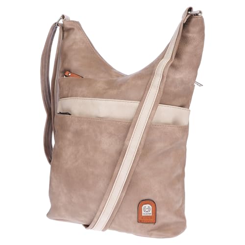 Christian Wippermann Schwarze Handtasche Für Damen - Maße: 27x38x10cm, Verstellbarer Gurt Bis 130cm - PU - 3 Hauptfächer Mit Reißverschluss - Leicht - Damen Tasche Groß - Leder Optik Apricot von Christian Wippermann