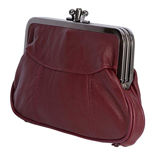 Christian Wippermann Echt Leder Damen Geldbörse mit Clipverschluss 17x10x2-4 cm - Spangengeldbörse mit Reißverschlussfächern - Portemonnaie mit Clip - Elegante Klippbörse Leder für Damen Weinrot von Christian Wippermann