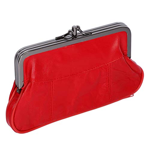 Christian Wippermann Echt Leder Damen Geldbörse mit Clipverschluss 17x10x2-4 cm - Spangengeldbörse mit Reißverschlussfächern - Portemonnaie mit Clip - Elegante Klippbörse Leder für Damen Rot von Christian Wippermann