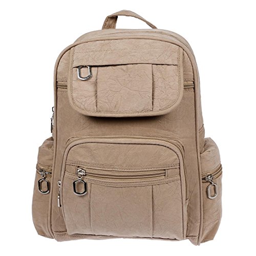 Christian Wippermann Damen Rucksack aus Canvas - Elegant und Modern, 24x30x13 cm - Mittelgroßes Daypack mit 7 Fächern, Stilvoller City Rucksack für Frauen - Alltagstauglich und Vielseitig Sand von Christian Wippermann