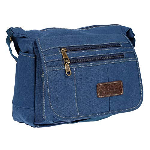 Christian Wippermann Damen Tasche Canvas Umhängetasche Schultertasche Crossover Bag Damenhandtasche Blau von Christian Wippermann