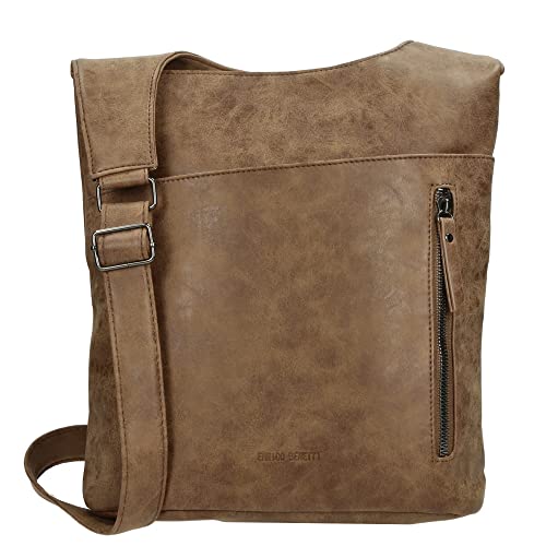 Christian Wippermann Damen Tasche Schultertasche Umhängetasche Crossover Bag Leder Optik Handtasche Camel01 von Christian Wippermann