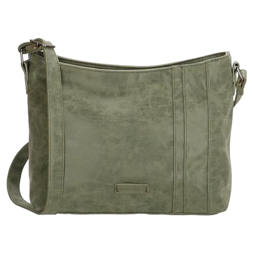 Christian Wippermann Damen Tasche Schultertasche Umhängetasche Crossover Bag Leder Optik Handtasche Olive von Christian Wippermann