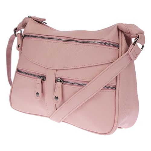 Christian Wippermann Damen Tasche Schultertasche Umhängetasche Crossover Bag Leder Optik Handtasche Rose von Christian Wippermann