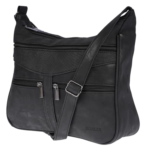 Christian Wippermann Damen Tasche Schultertasche Umhängetasche Crossover Bag Leder Optik Handtasche Schwarz-Schwarz von Christian Wippermann
